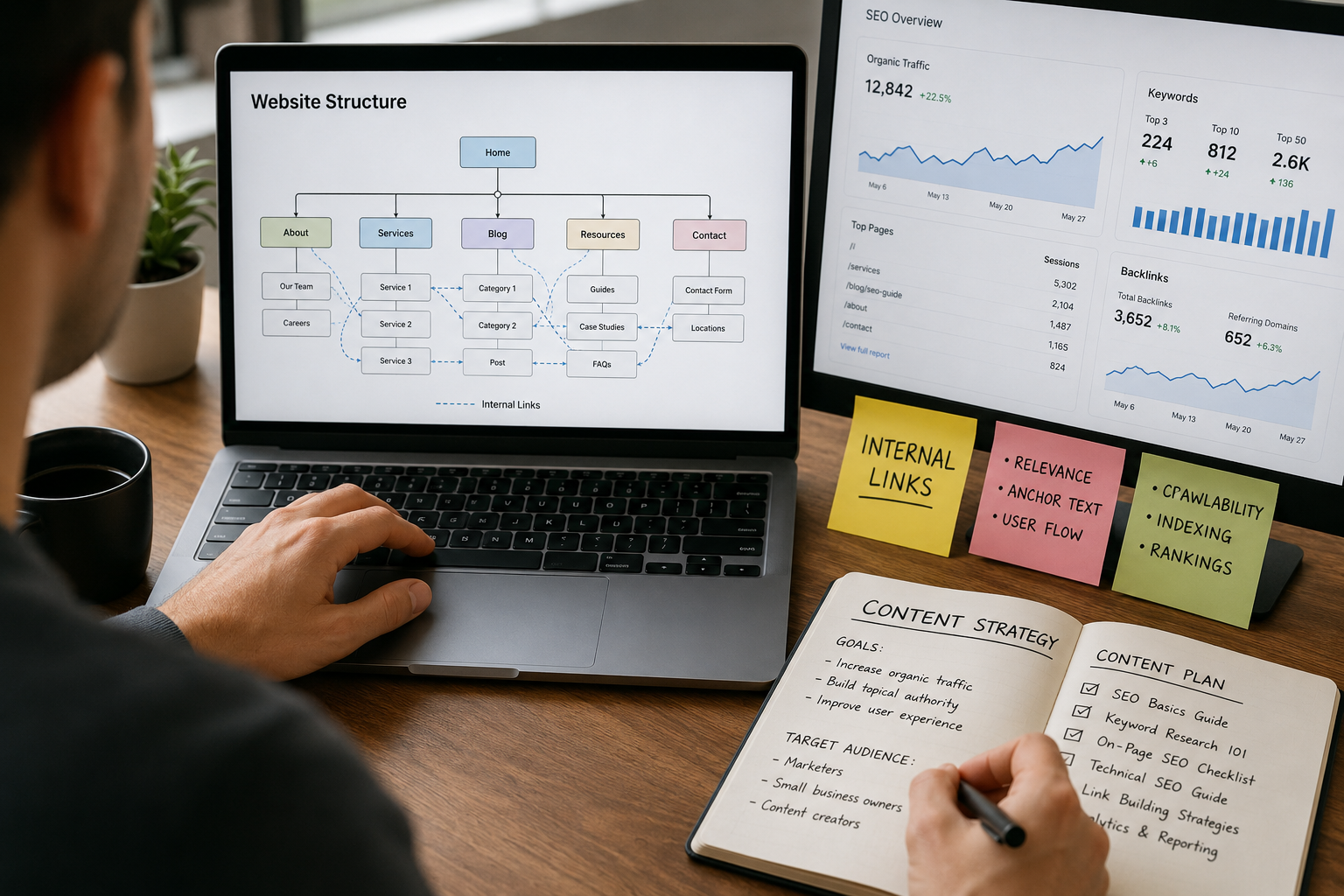 Website internal linking strategy improving SEO rankings